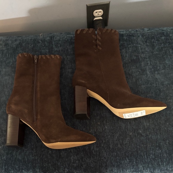 Something Navy Shoes - Something Navy Brown Suede Block Heel Ankle Boots